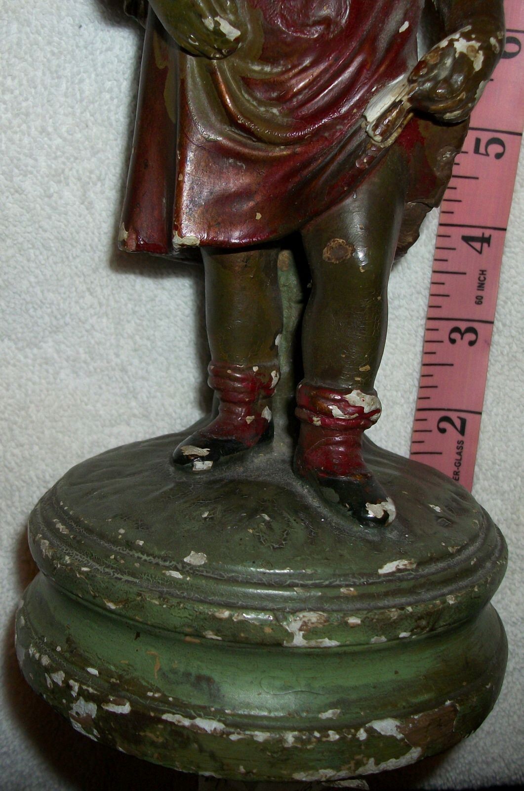 Antique Chalkware “Girl Carrying Wheat” statue 11″ Tall Faux Bronze