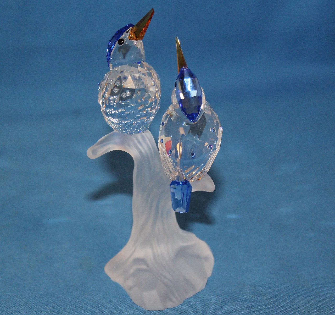 Swarovski Crystal Figurine, Malachite Kingfishers, (623323) 4″ MIB