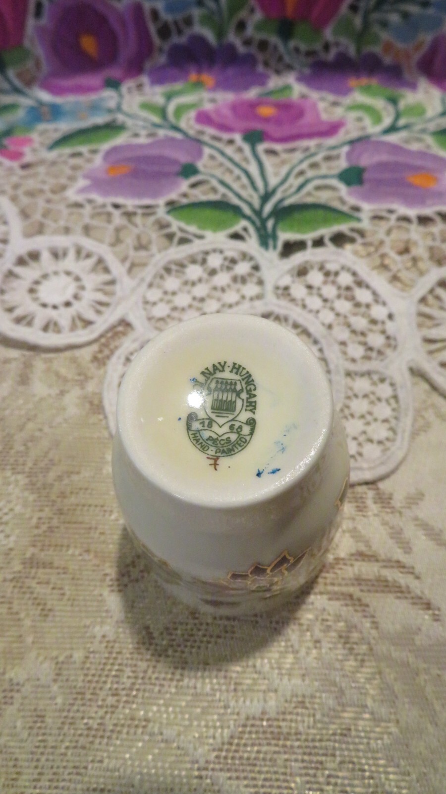 Zsolnay Hungary Pecs Hand Painted Porcelain Shot glass
