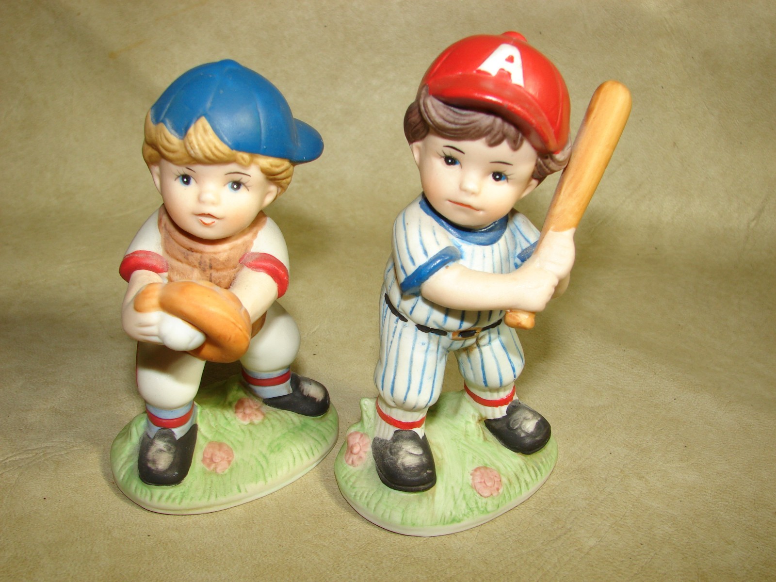 Vintage Homco 1468 Baseball Boys Figurines Batter & Catcher Set Home Interiors