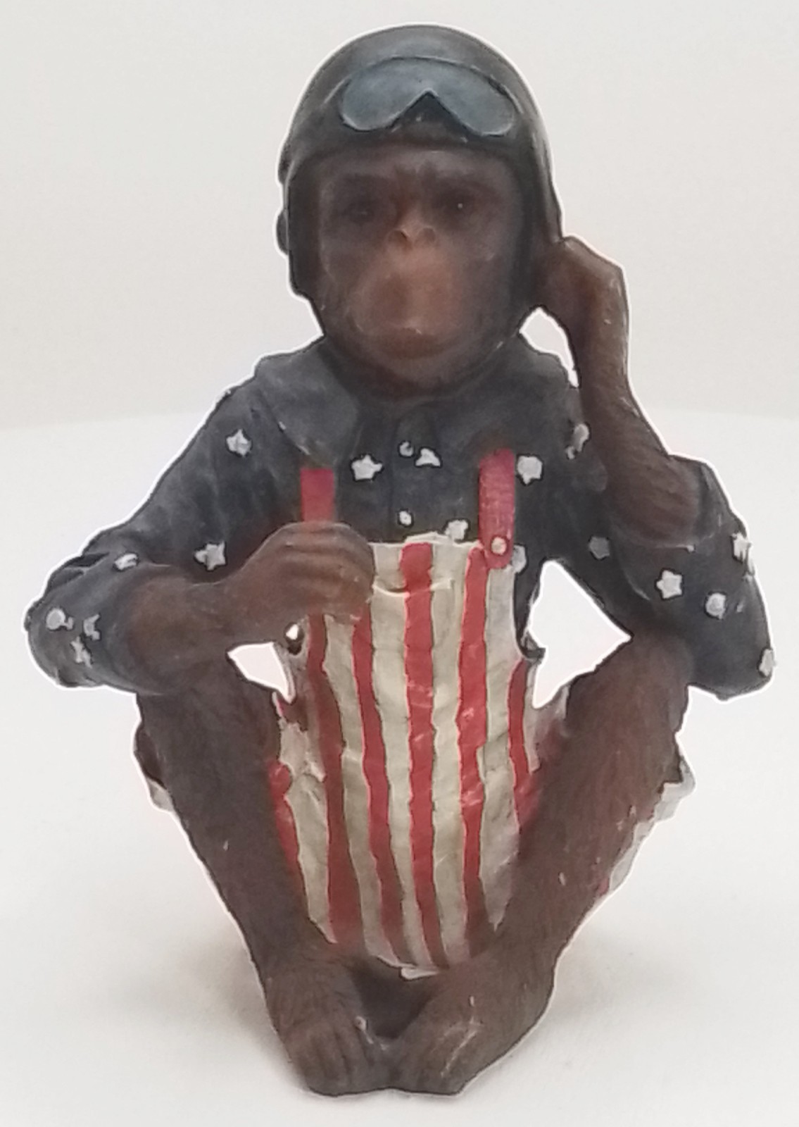 Set of 3 of Patriotic Monkey Resin Figurines USA Flag Red White Blue