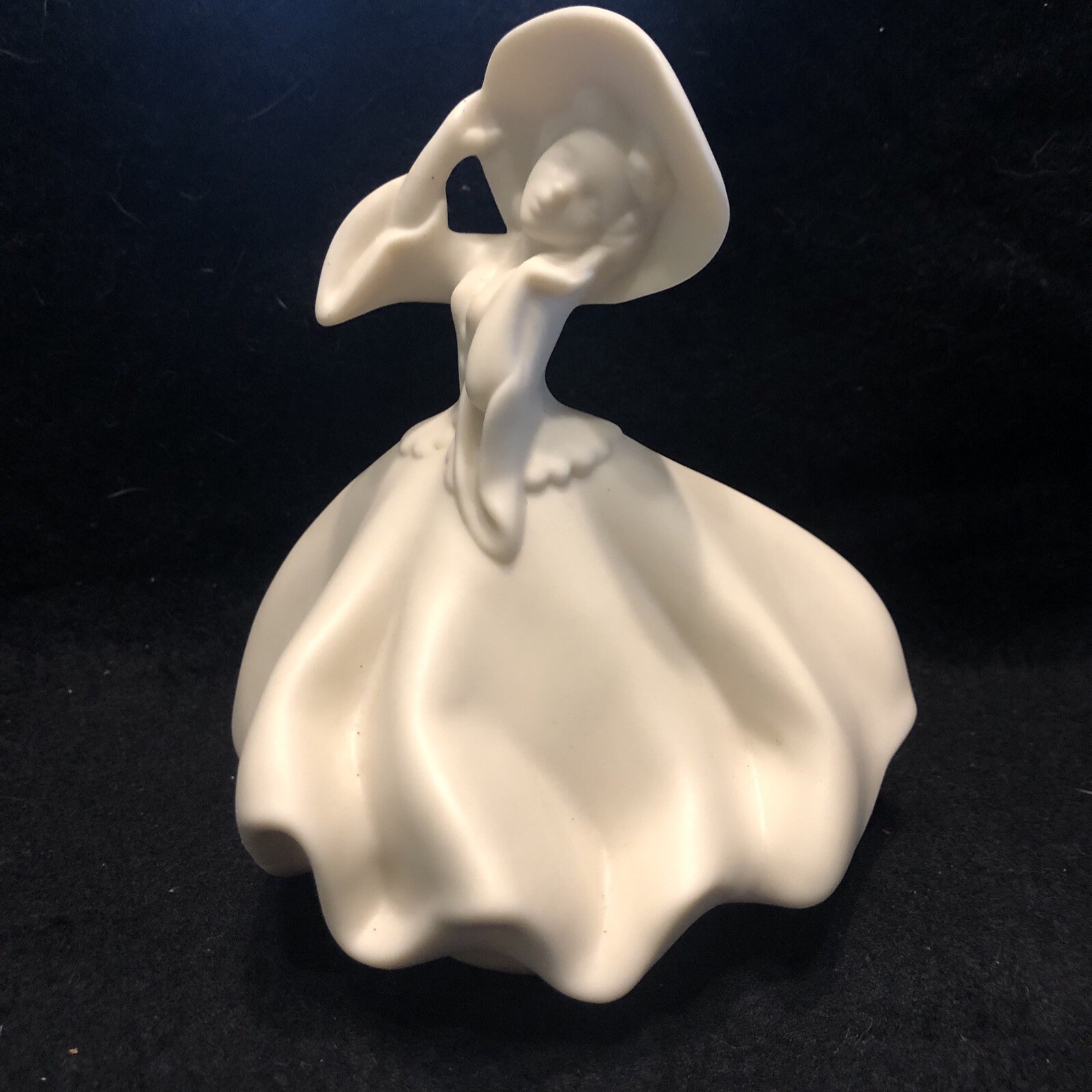 Victorian Girl With Hat Porcelain Bisque Figurine