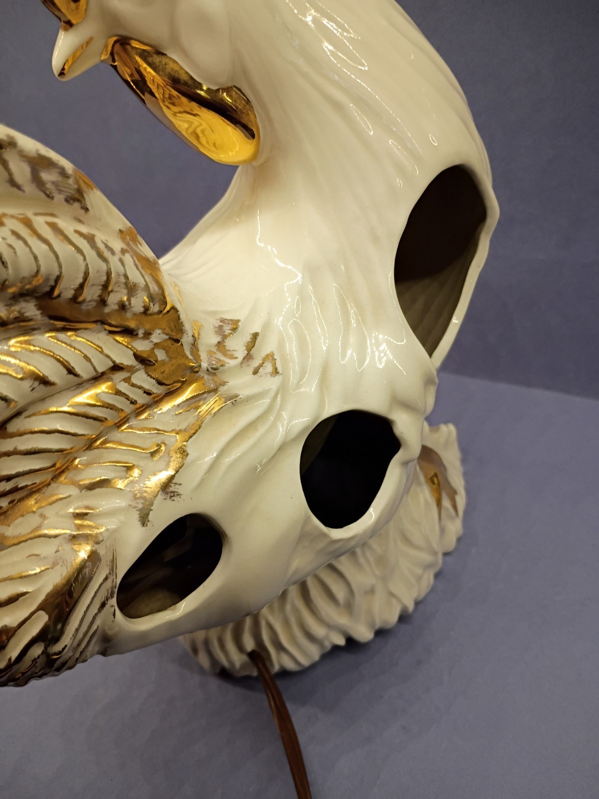 Vintage MCM Rooster TV Tabletop Lamp Light 10.5″ Ceramic Porcelain