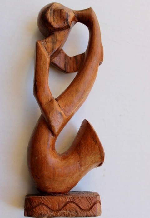 Saxophone player wooden carved sculpture / Jazz