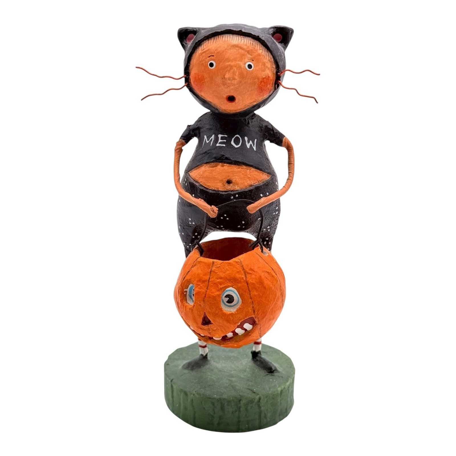 Lori Mitchell Fraidy Cat Meow Halloween Figurine Trick or Treat Folk Art #70318