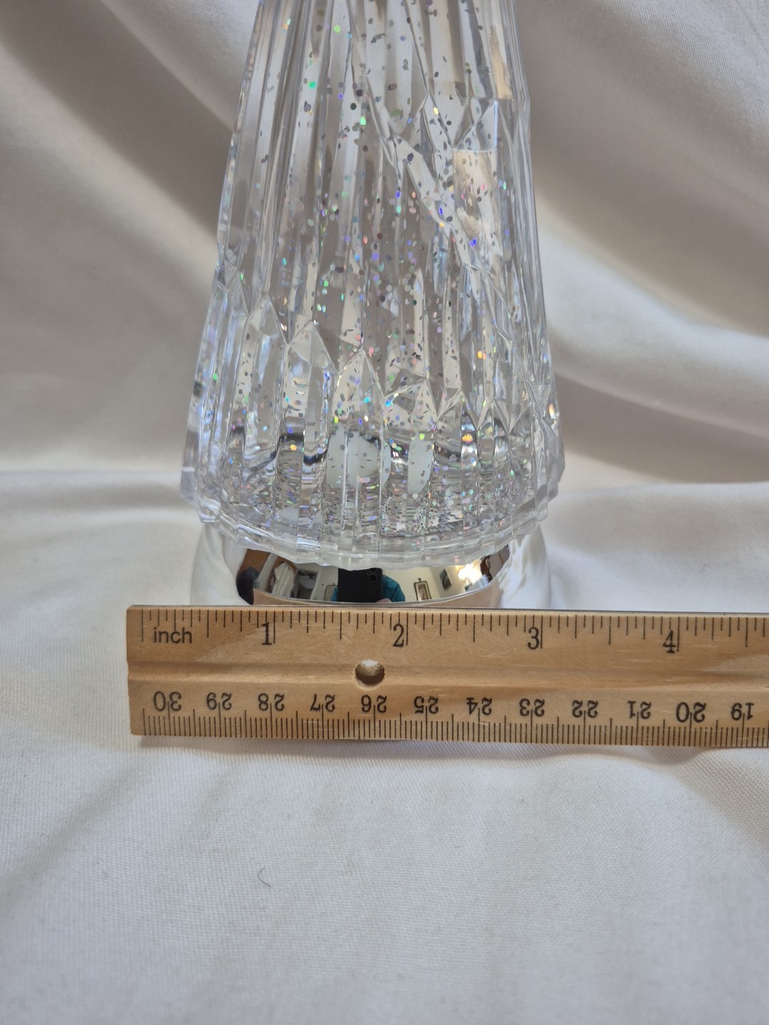 Cracker Barrel Silver & Acrylic Angel Glitter Globe Christmas Decor, Night Light