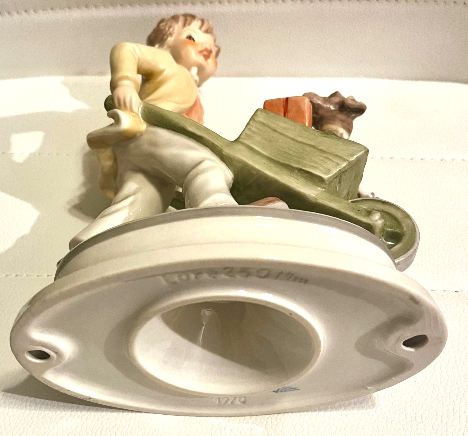 Goebel Hummel Boy pushing Dog “Courting Country Style” Lore 250 1970