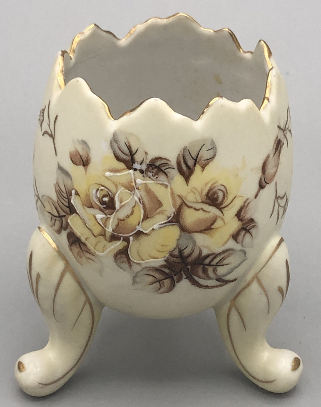 Vintage ARCO Japan- Egg Footed Vase Bowl Floral Ceramic