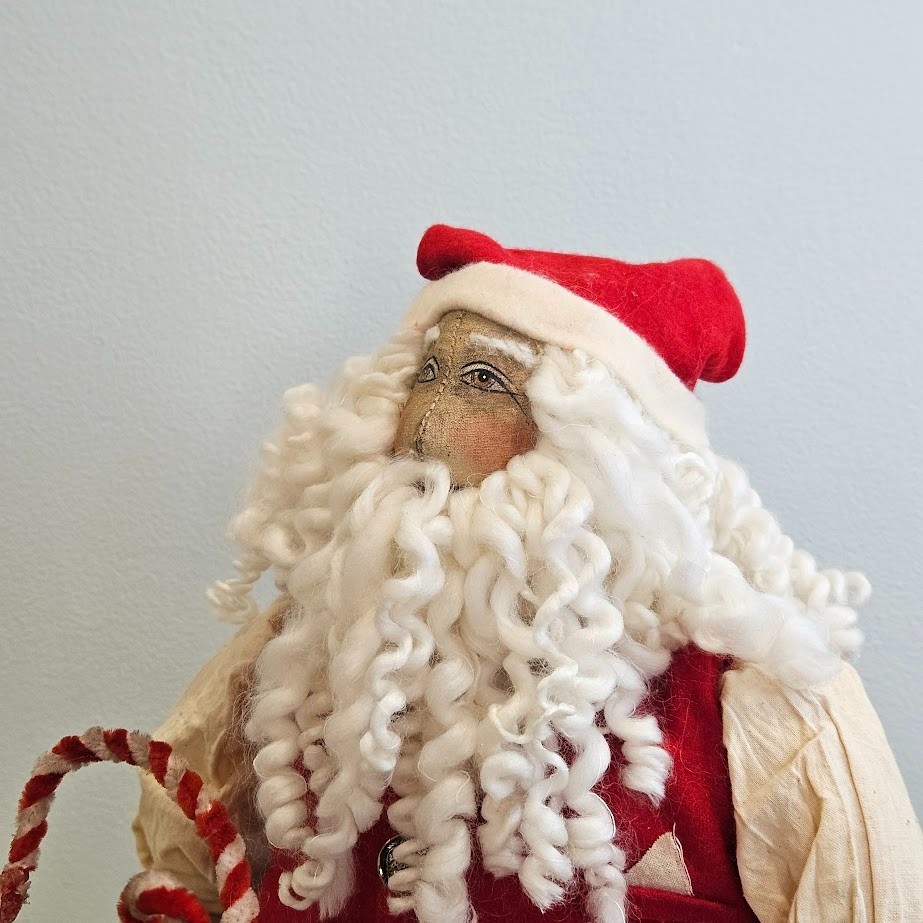 Joe Spencer Gathered Traditions Candy Cane Santa Claus Figure with Original Tag