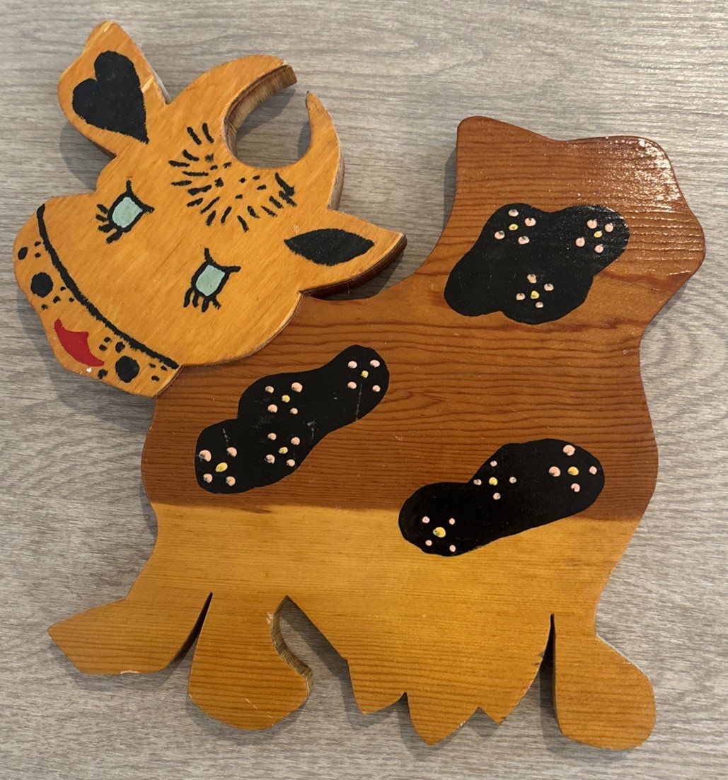 Wooden Handpainted Vintage Cow Wall Hanging Farm