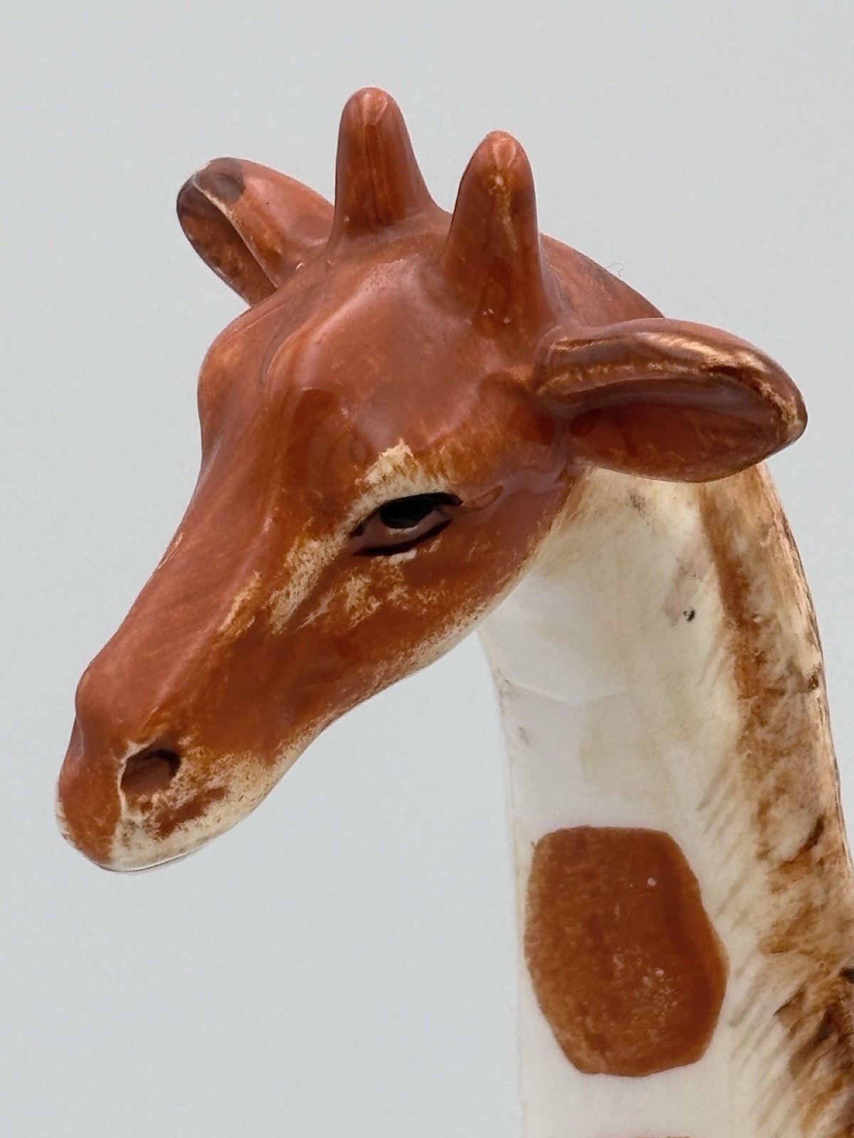 Vintage Japan Ceramic Giraffe Figurine Hand Painted Brown White Mid Century