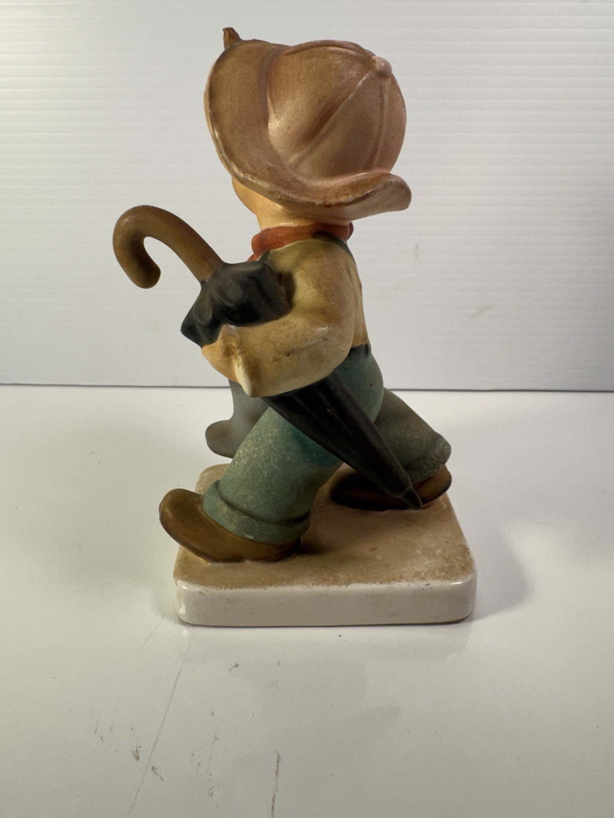 Vintage UCAGCO Ceramics Japan Rare Find Boy Walking Boots And Umbrella 6.5 Inch