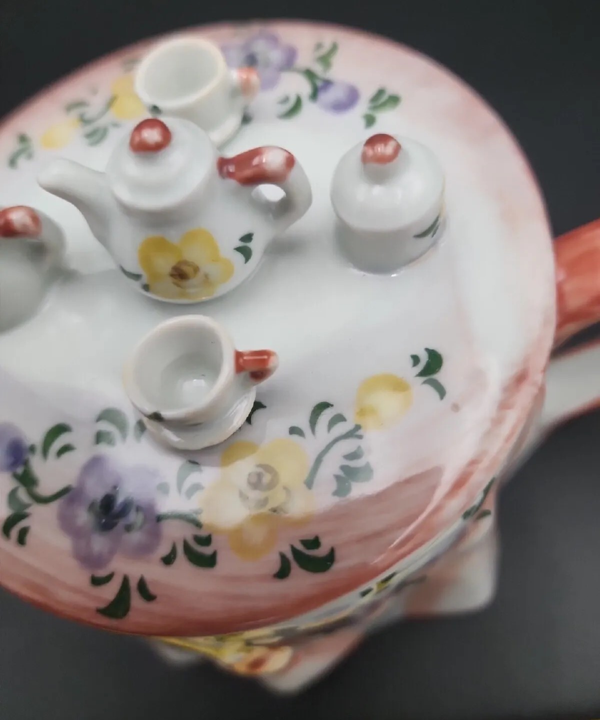 Beautiful CHARLES SADEK “ANDREA” Highly Detailed Porcelain Peach/Teapot