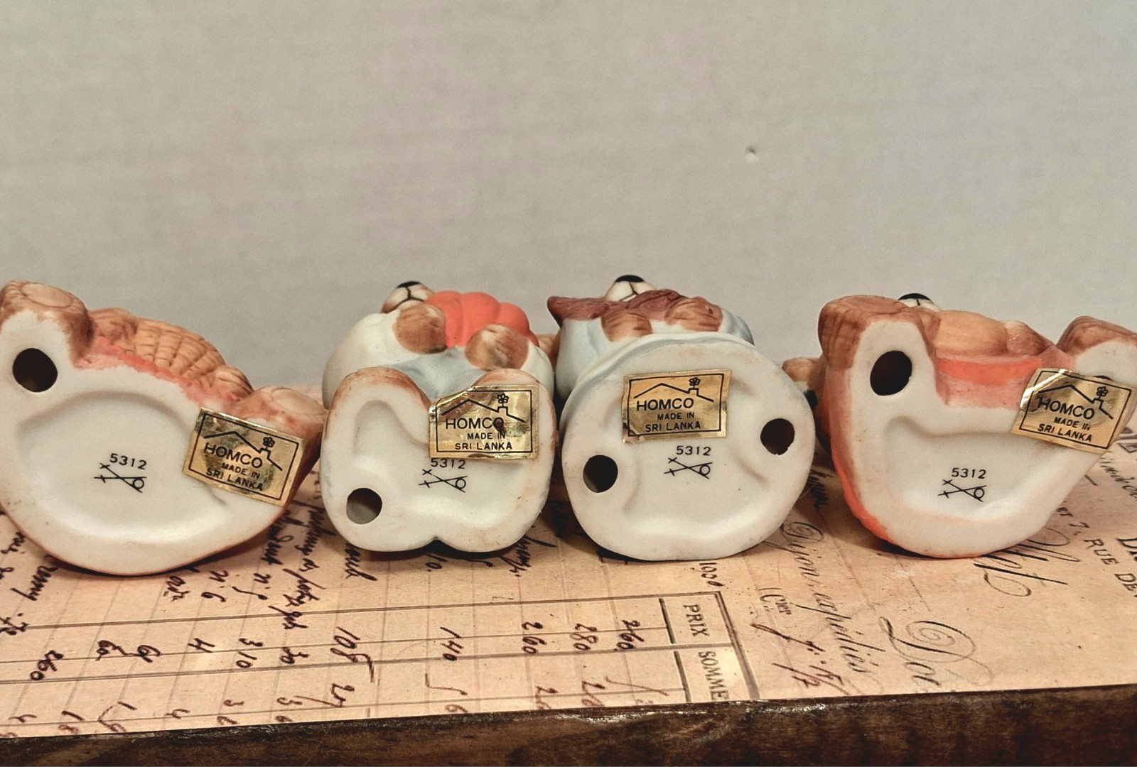 Homco #5312 Set of 4 Teddy Bear Family Figurines Thanksgiving Fall Harvest Vtg