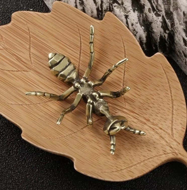 Brass Copper Ant Insect Animal Figurine Mini Statue Table Home Decoration Toy