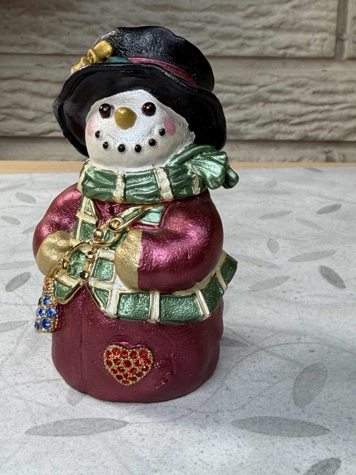 RUCINNI Snowman Hinged Trinket Box figurine with original Box