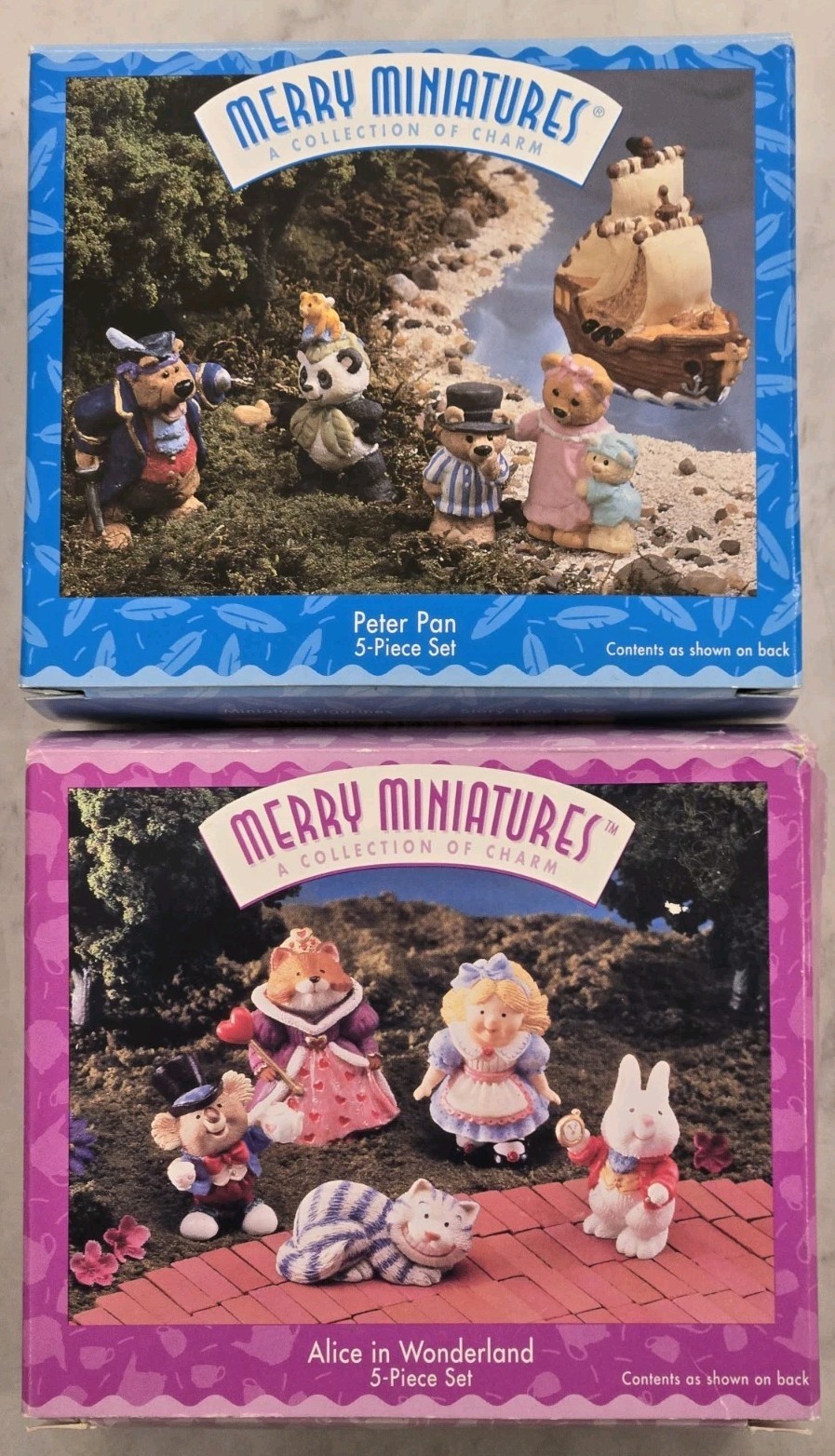 **NIB** Vtg Hallmark Merry Miniatures PETER PAN and ALICE IN WONDERLAND (FJ)