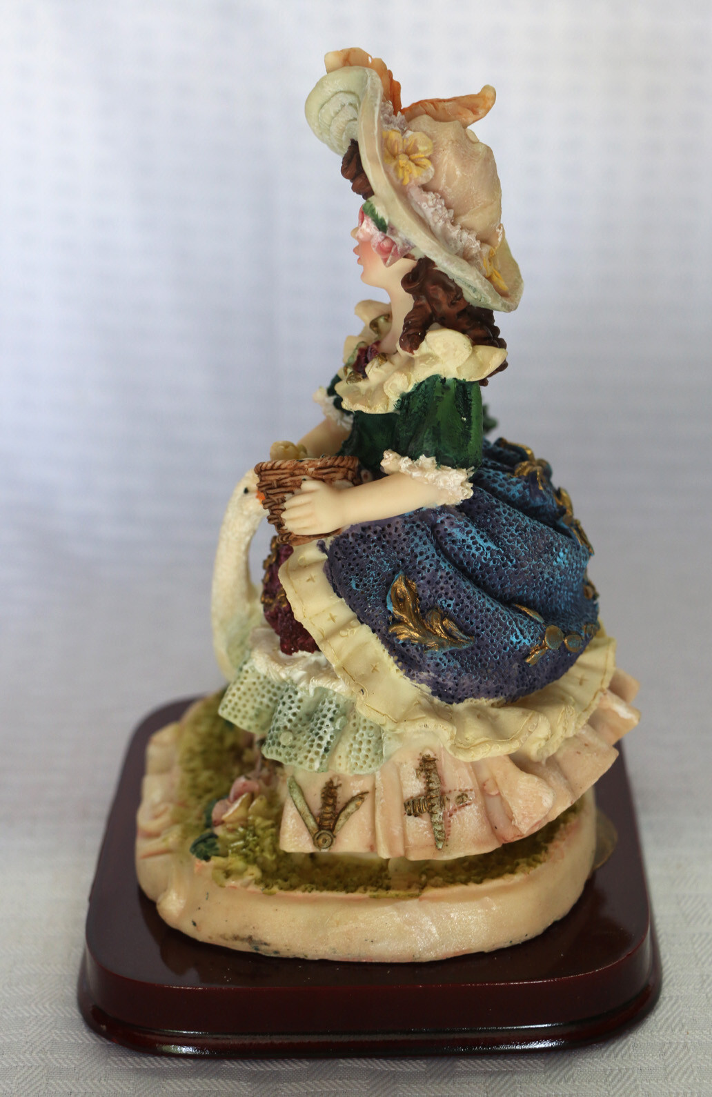 1700’s Baroque Rococo Style Resin Figurine Girl Feeding Goose