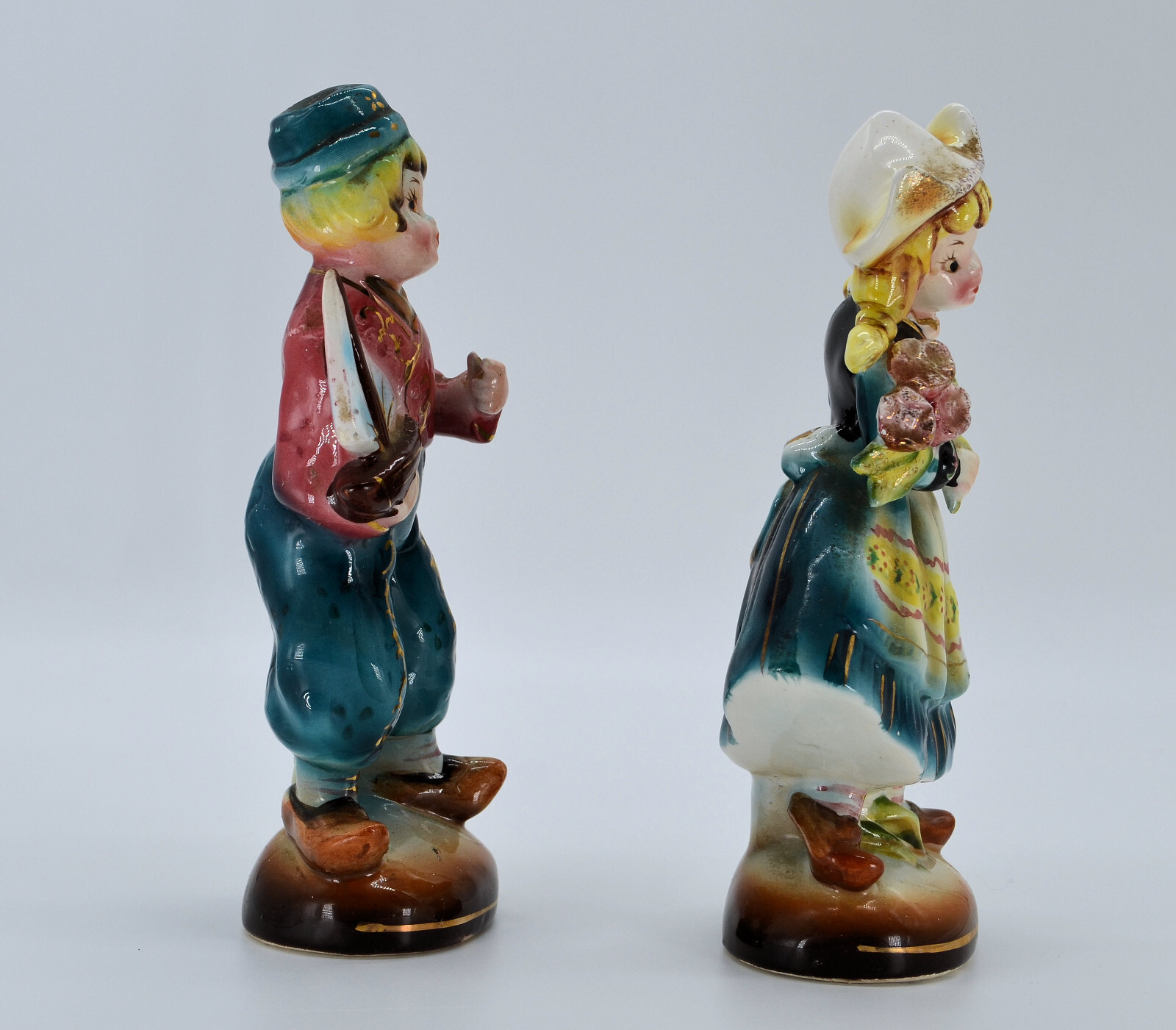 Ries Japan Dutch Boy & Girl Ceramic Figurines 8-½” Tall G-3