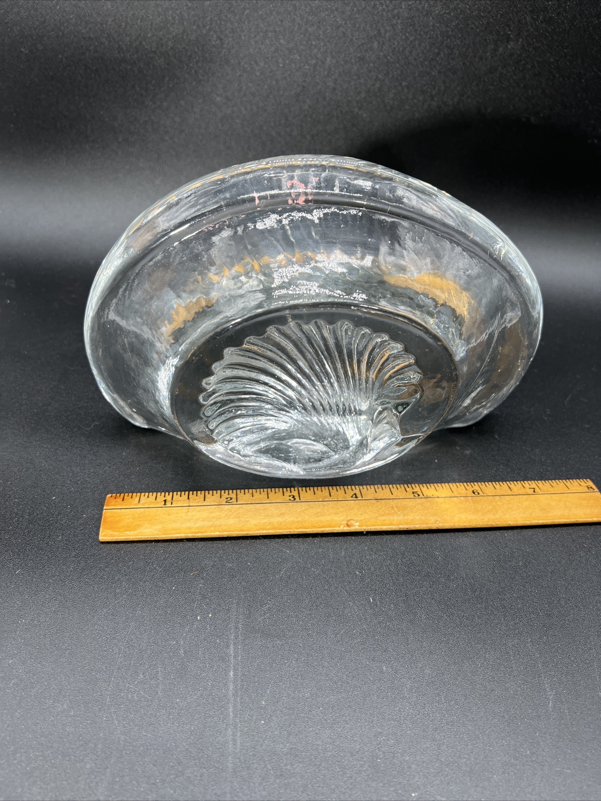 VTG Clear Glass Blenko Single Bookend, Molded Seashell Lovely Piece!