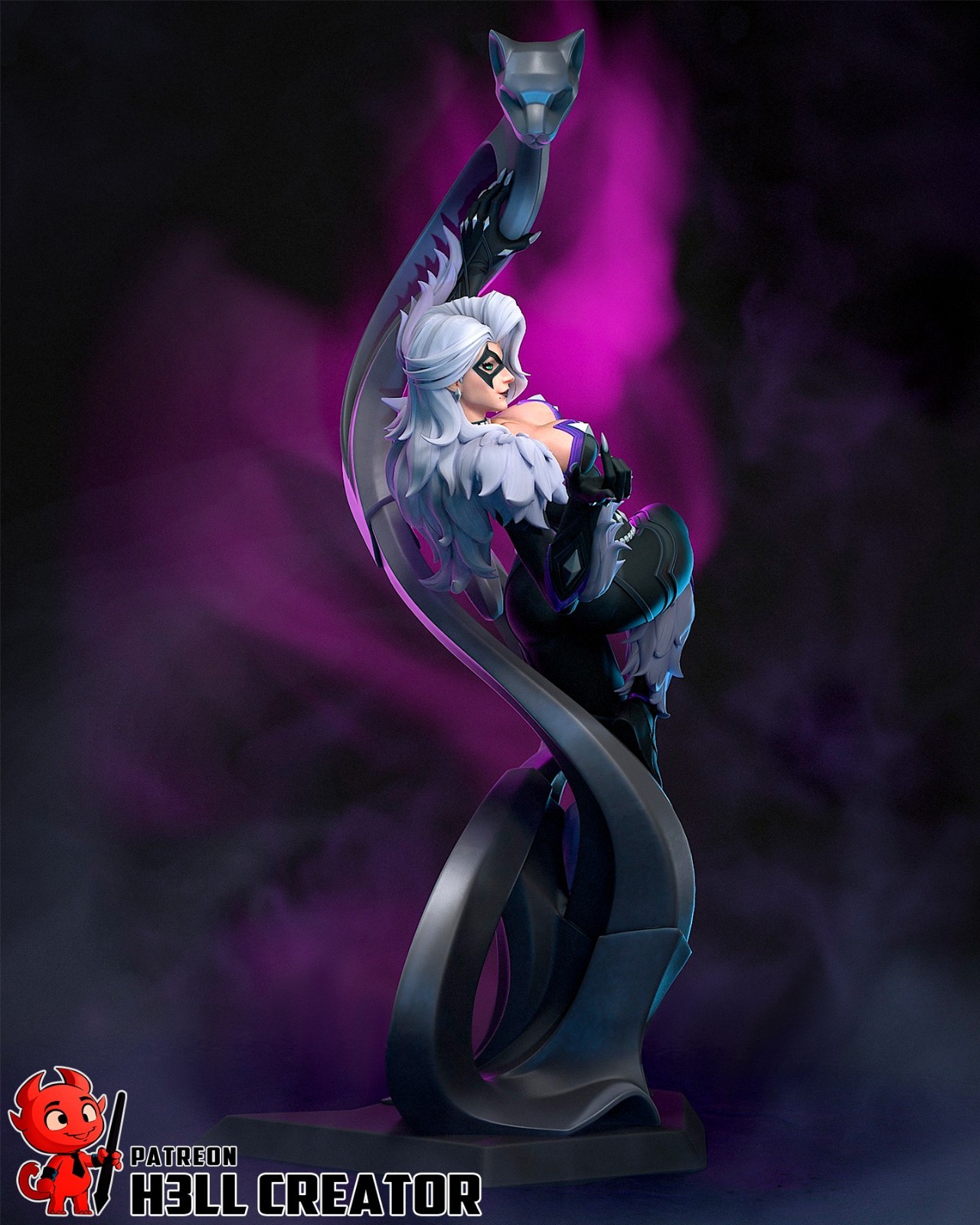 Hand-Painted Resin Statue | Comic Book Anti-Heroine Fan Art, Cat Burglar 229mm