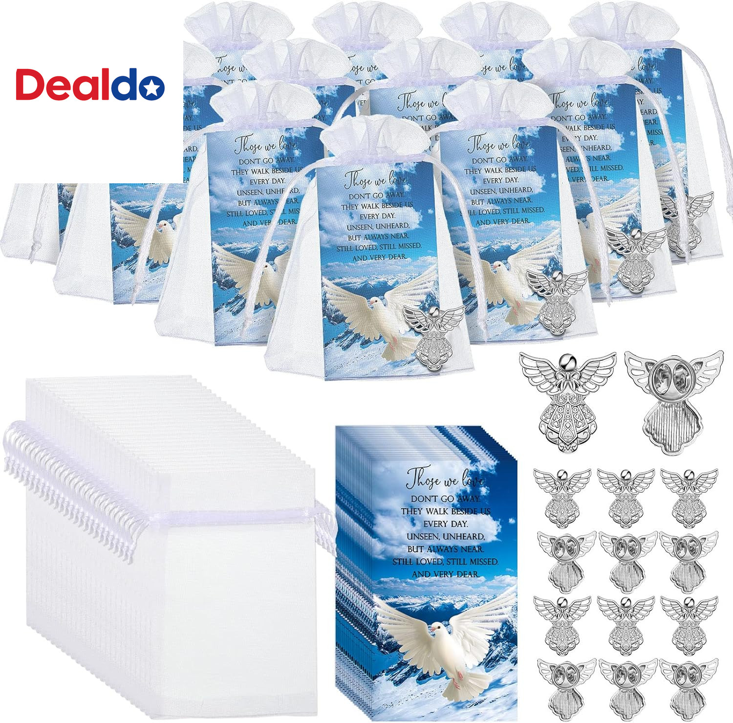 100 Sets Memorial Angel Pins Bulk Funeral Favors Includes 100 Angel Lapel Pin Br
