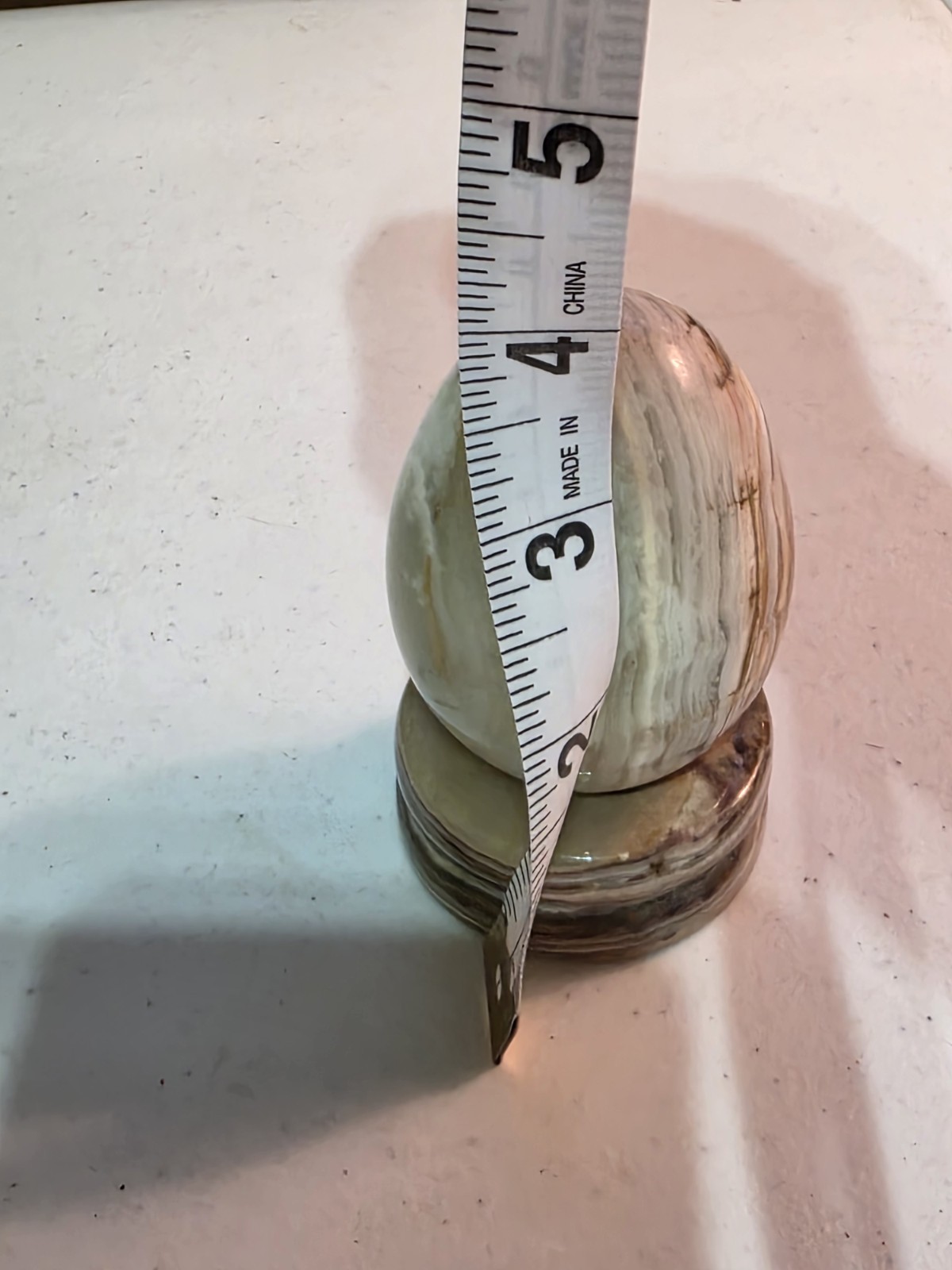 Alabaster Marble Granite Polish Egg Subtle Tan Color Natural Agate And Stand 3.5