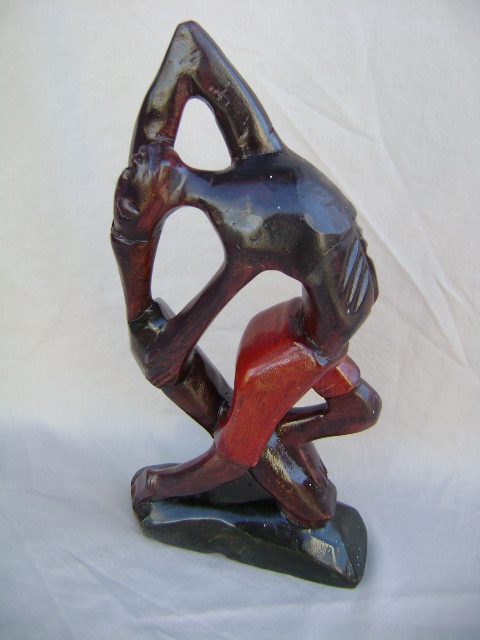 Wood Carved Sculpture Black Male Gymnast Athlete Figurine. 14″