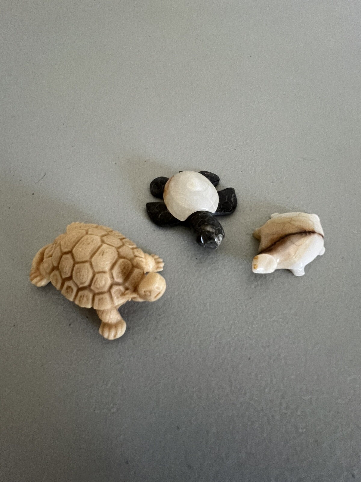 Small Marble Stone Resin Sea Turtle Figurines Miniature Lot Of 3