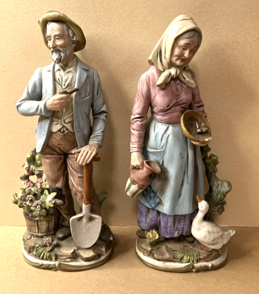 Vintage Home Interior Old Man Woman Collection #8816 HOMCO 13.5 in Tall Japan