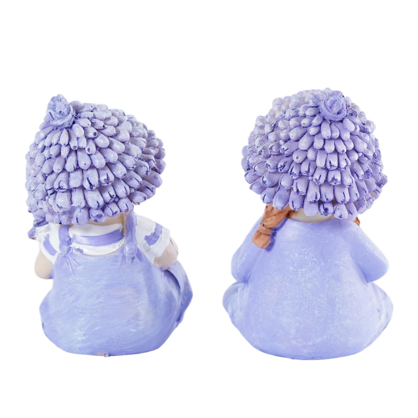 2-Piece Garden Statues Outdoor Lavender Boy and Girl Figurines Set Spring Fig…
