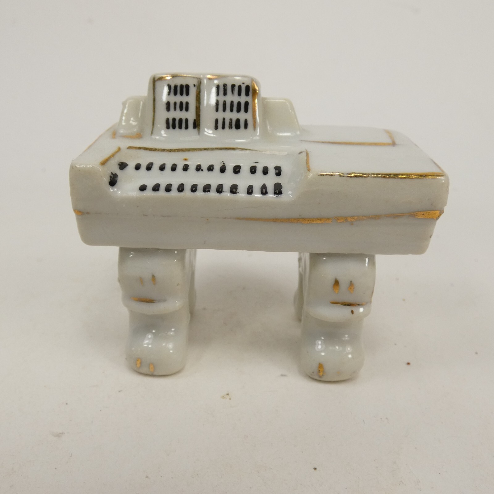 Vintage Occupied Japan Porcelain Organ / Piano White / Black Gold Trim WXKM#