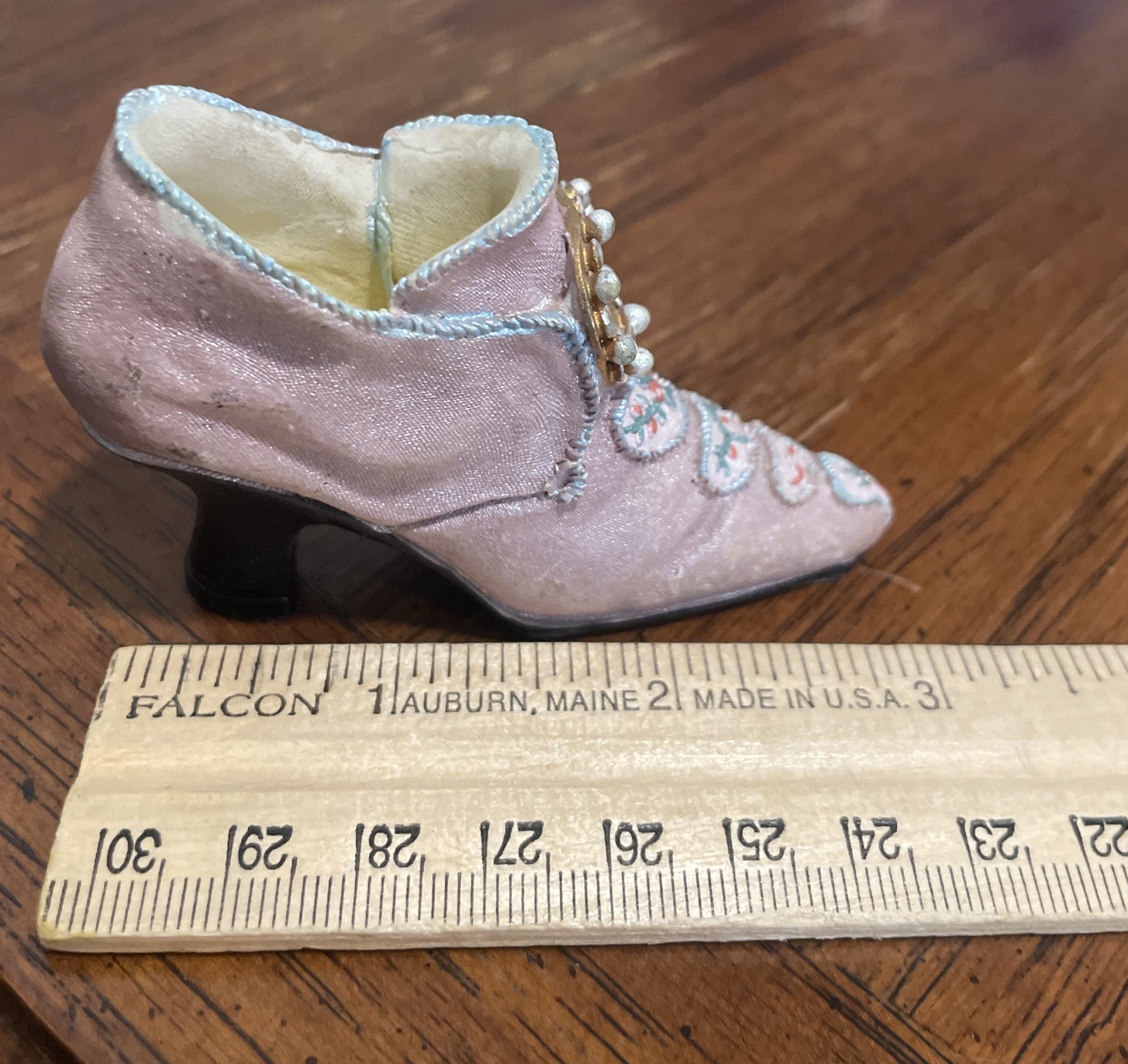 Vintage Pink Miniature Victorian Style Shoe Figurine