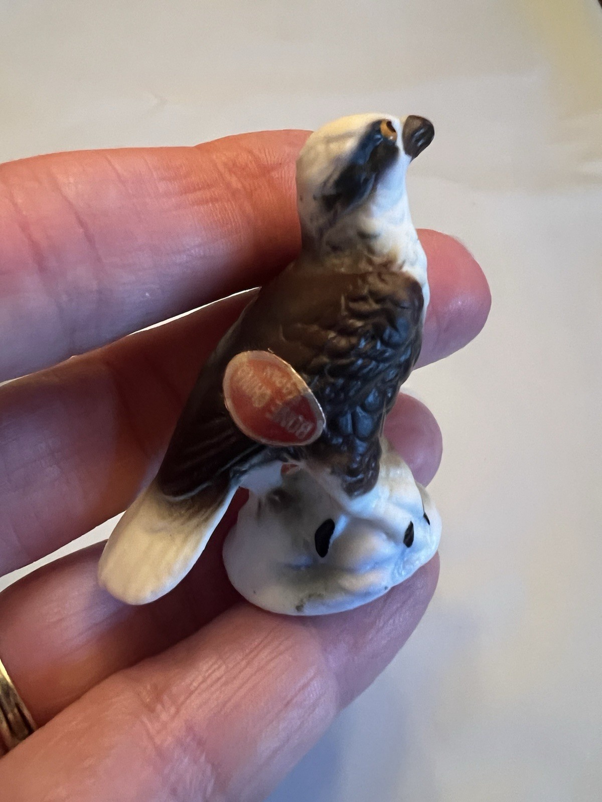 Pair Of Vintage Miniature Porcelain Bald Eagles Nice!