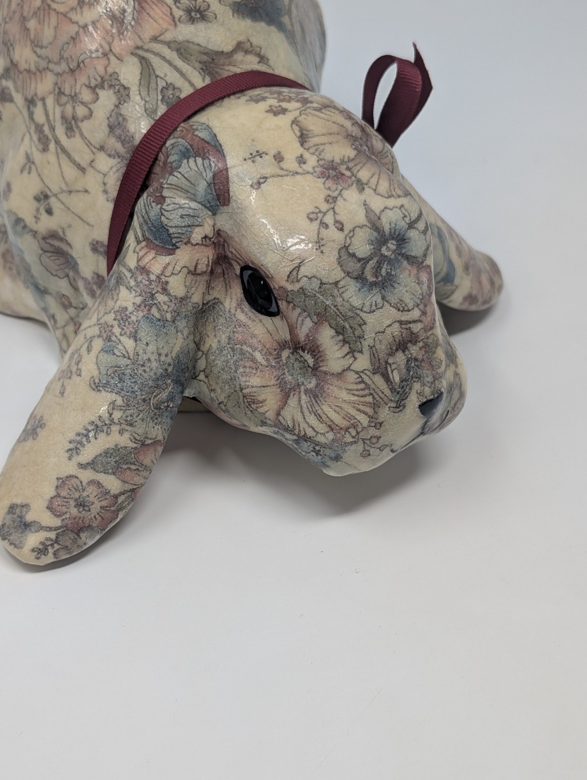 Joan Baker Designs Plaster Patchwork Bunny Decoupage Cottage Core