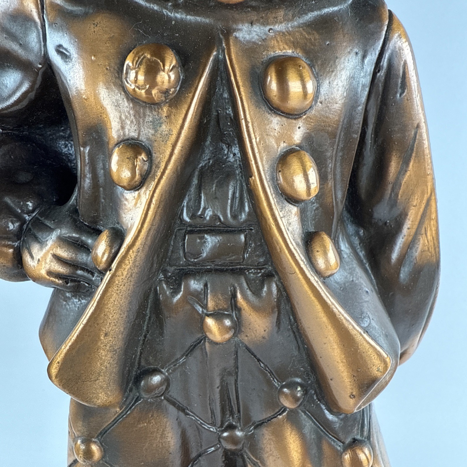 Clown Jester Harlequin Standing Statue Metal? Bronze Tone 13.5” Large 4 Lb 2.2oz
