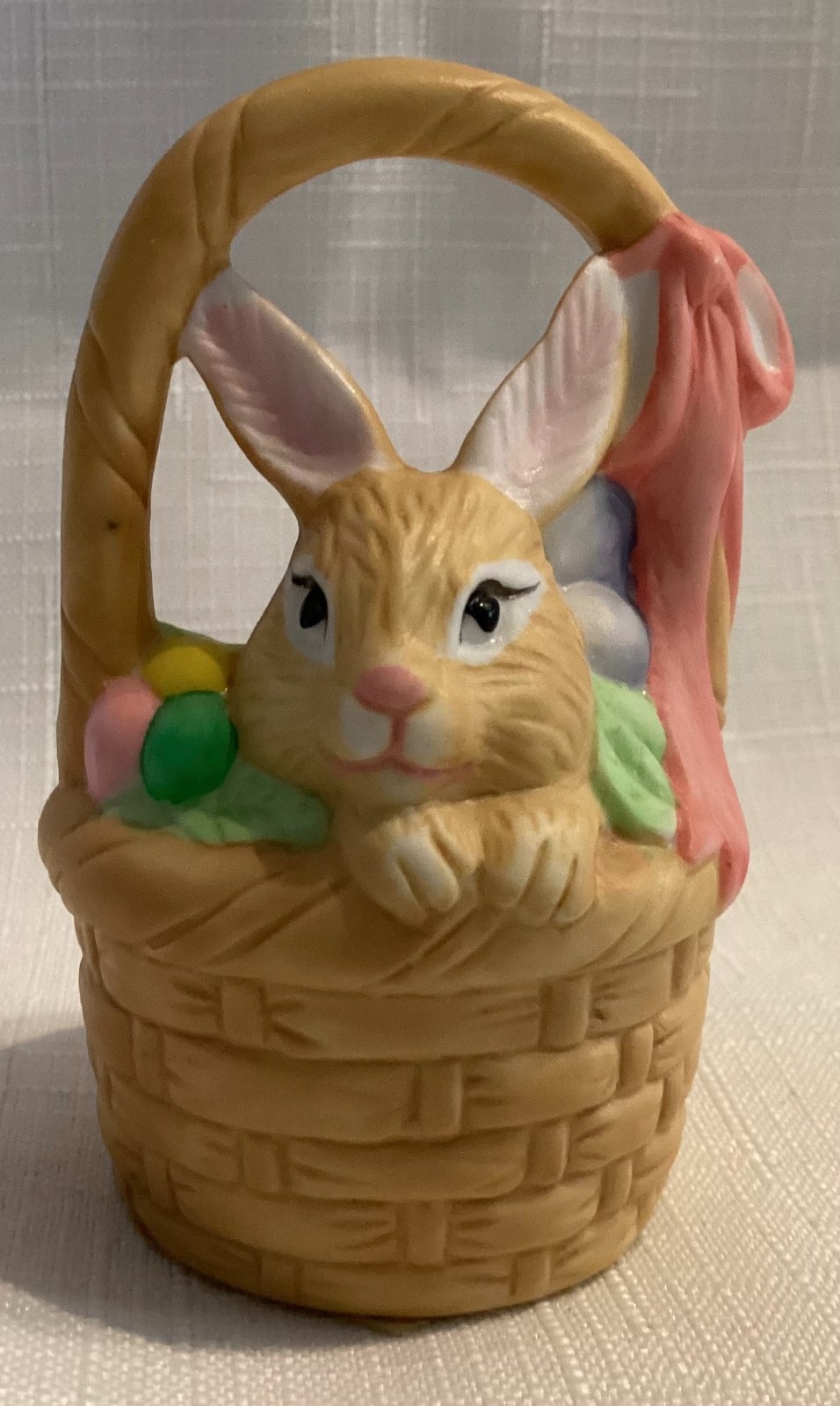 Vintage Easter Figurine of Bunny in Basket 3″