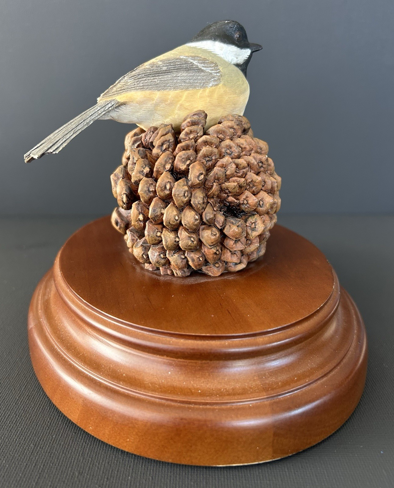 RARE Bob Kroese Pheasants Forever Chickadee On Pinecone Sculpture Figure SIGNED