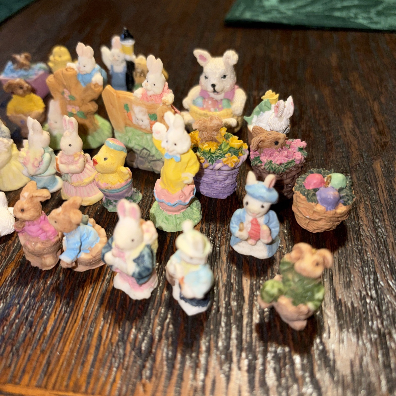 Adorable Lot of 28 Assorted Spring Easter Bunny Ornament Mini Figurines Vintage