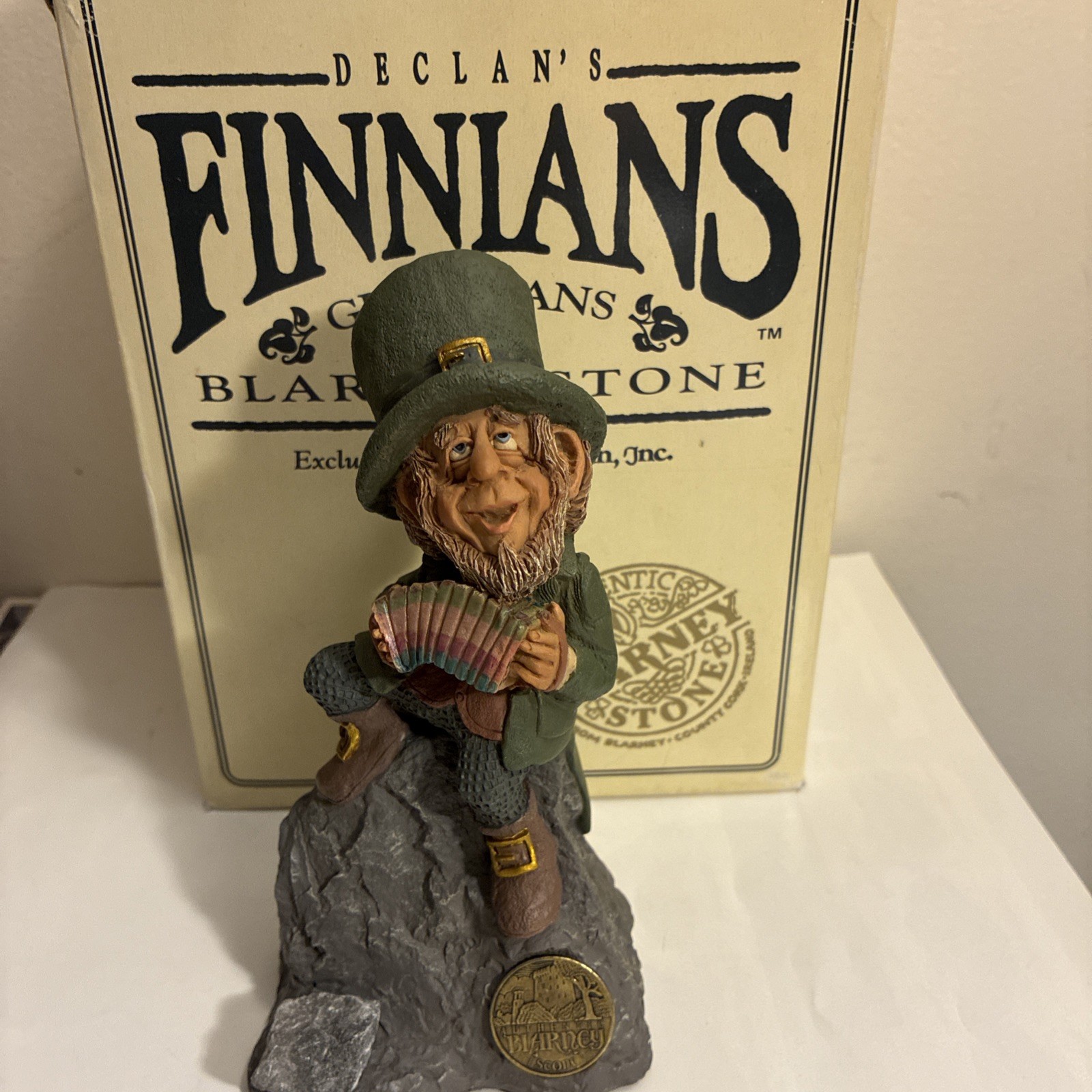 Finnians Guardians of the Blarney Stone Leprechaun Figurine Ladech Accordian MIB