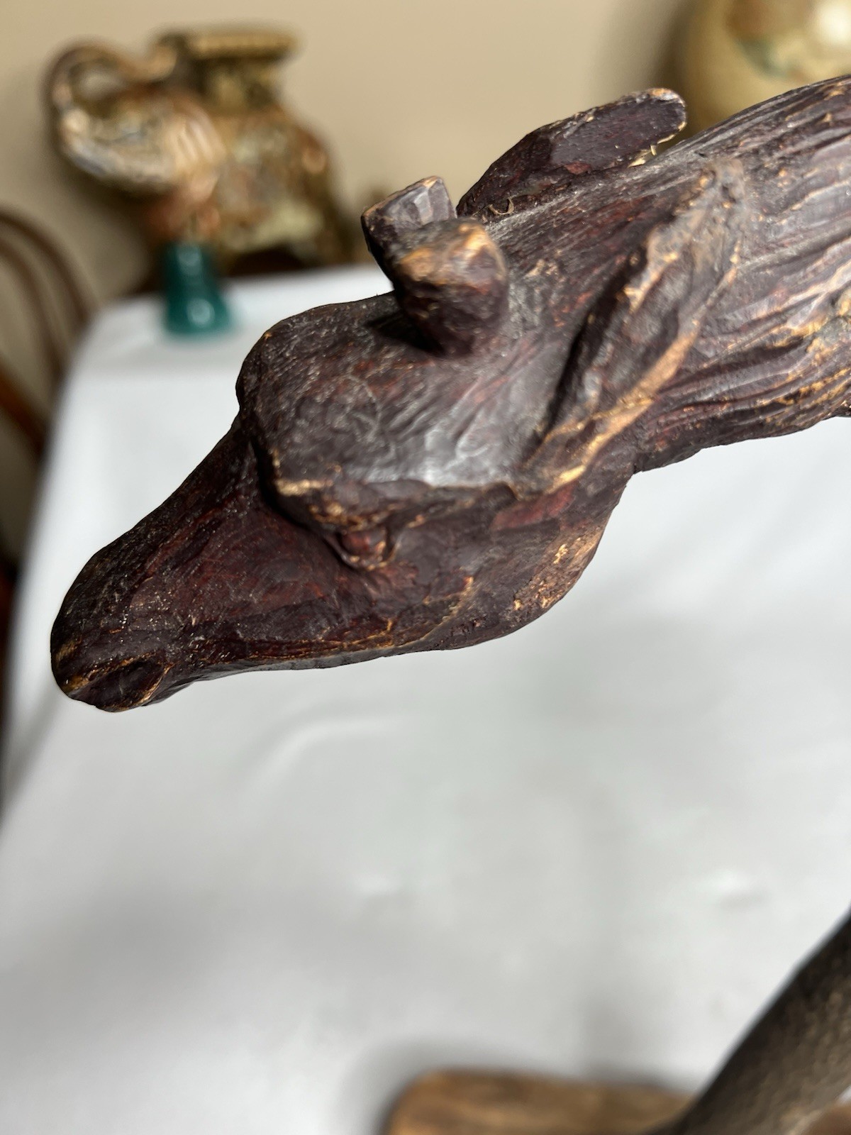 Vintage Unique Folk Art Wood Carving Of Giraffe Made From a Single Twisted Limb