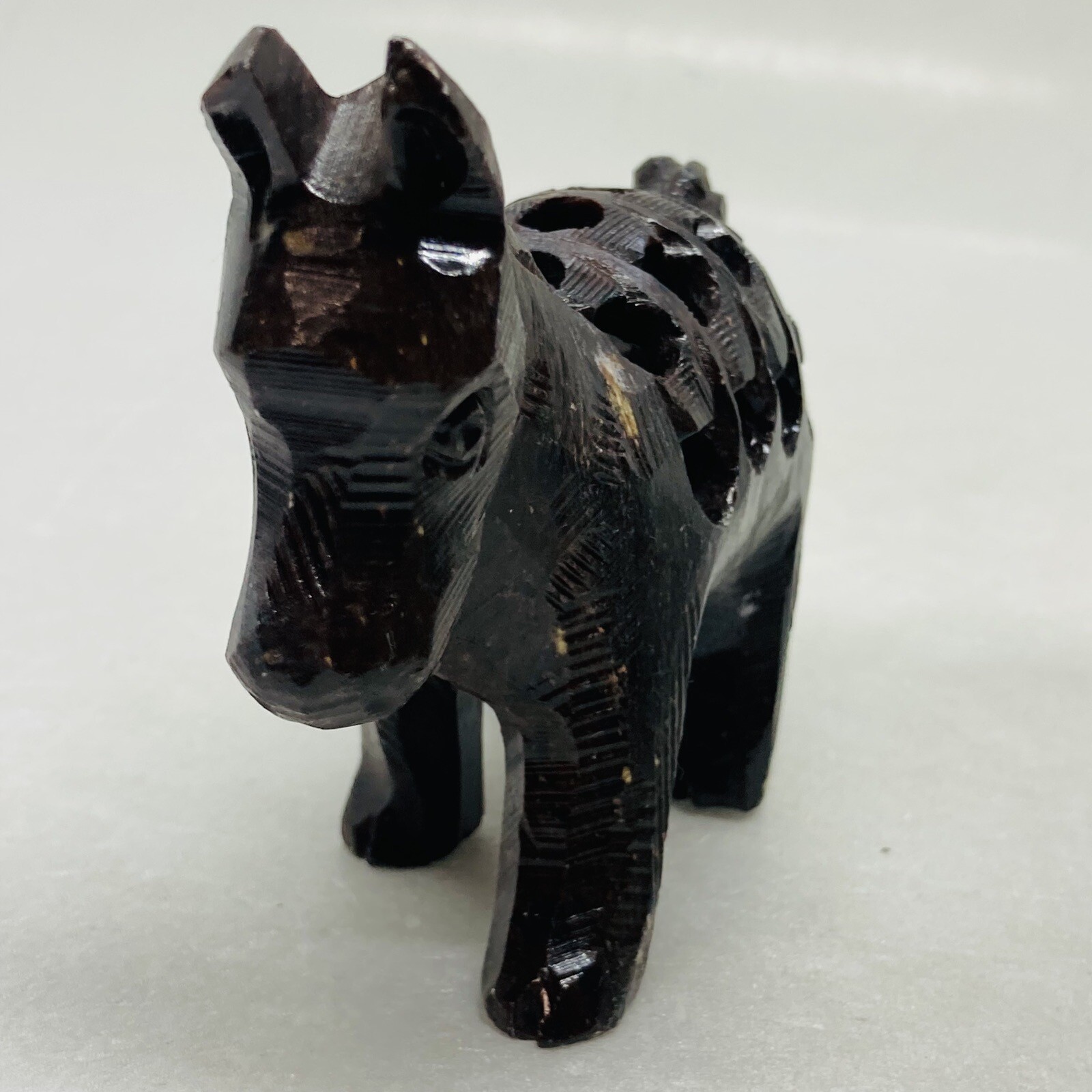 Vintage Stone Carved Horse Figurine Hollow Baby Horse Inside Body Art Decor 6
