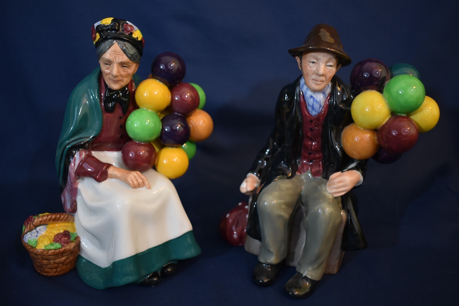 Royal Doulton The Old Balloon Seller & Balloon Man Pair HN1315 HN1954 Figurines