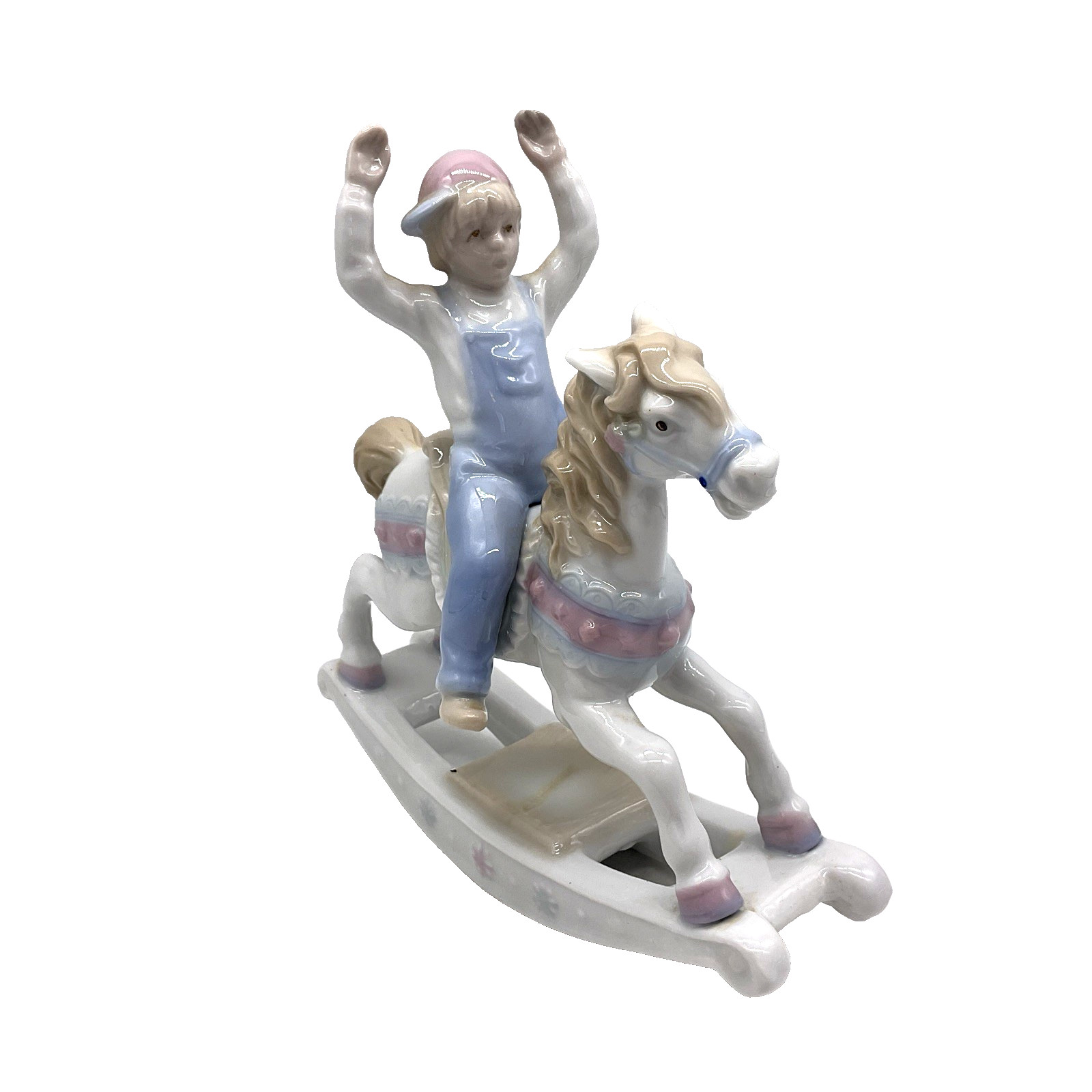 Paul Sebastian Porcelain Boy on Rocking Horse Figurine 1991 Nursery Decor