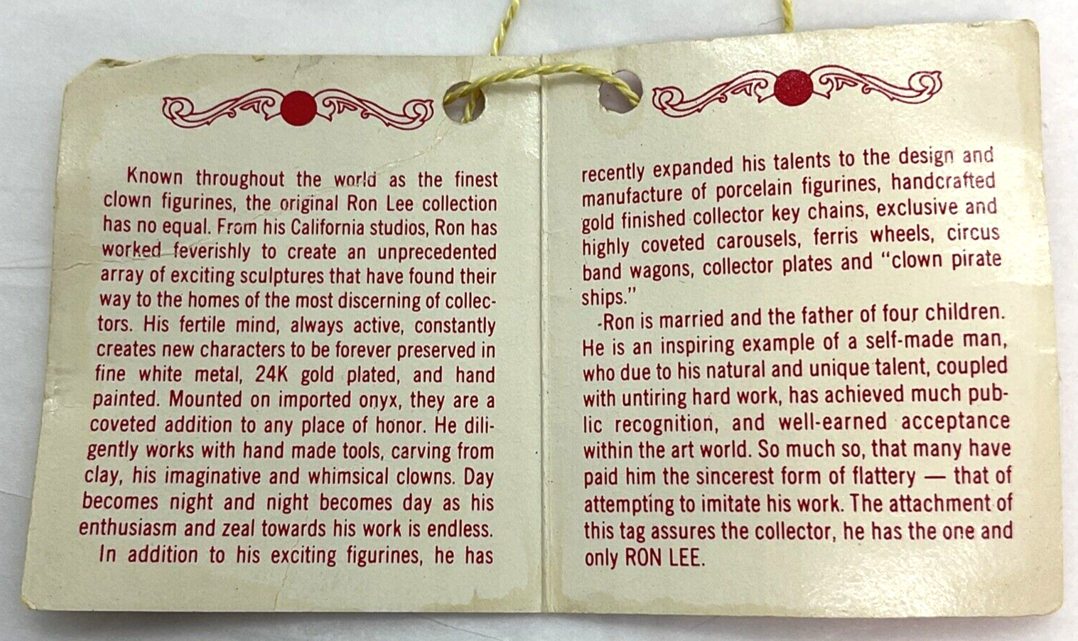 Vintage 1992 Ron Lees World of Clowns USA Circus Gold Plated Hand Painted Signed