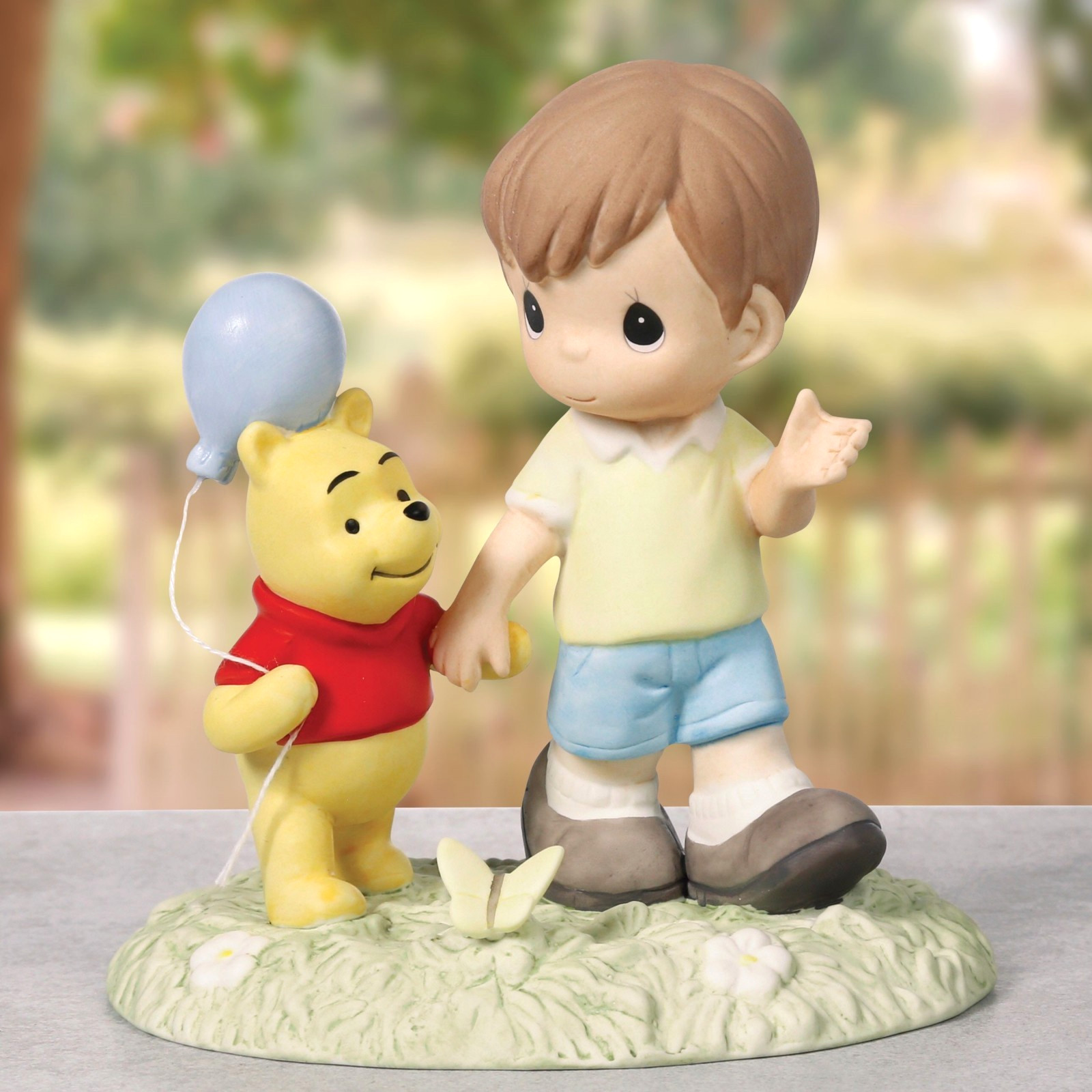 ❦ New PRECIOUS MOMENTS DISNEY Figurine Christopher Robin Winnie The Pooh Bear