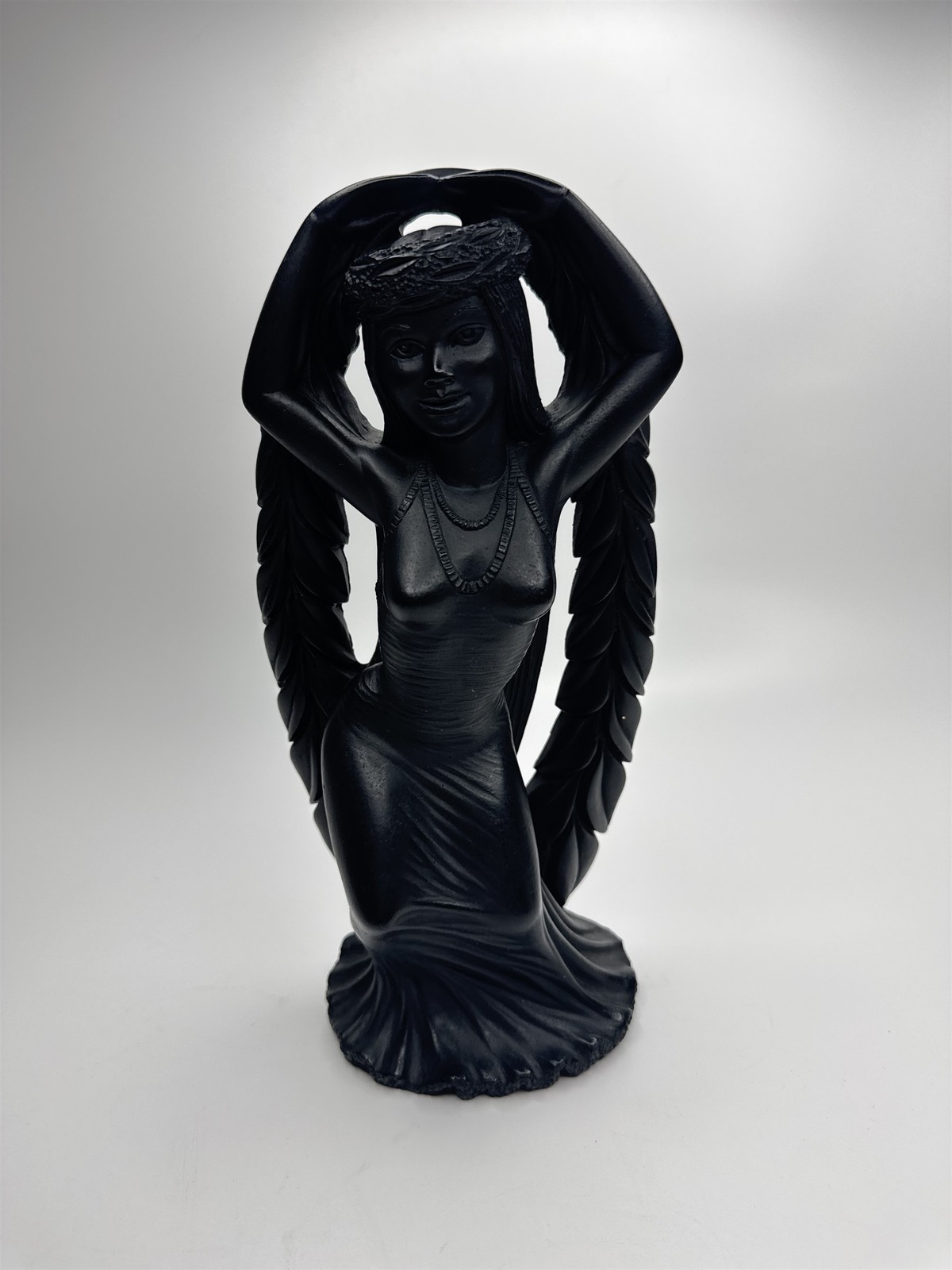 Hawaii Coco Joe’s Maile Laka Hula Goddess Hapa Black Lava Resin Figurine Vintage