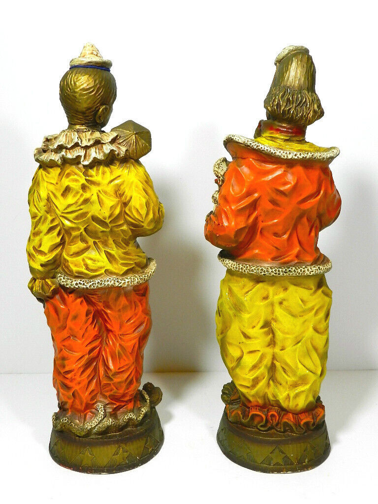 Vintage Clown Statue Universal Statuary Co. 1966 Pair