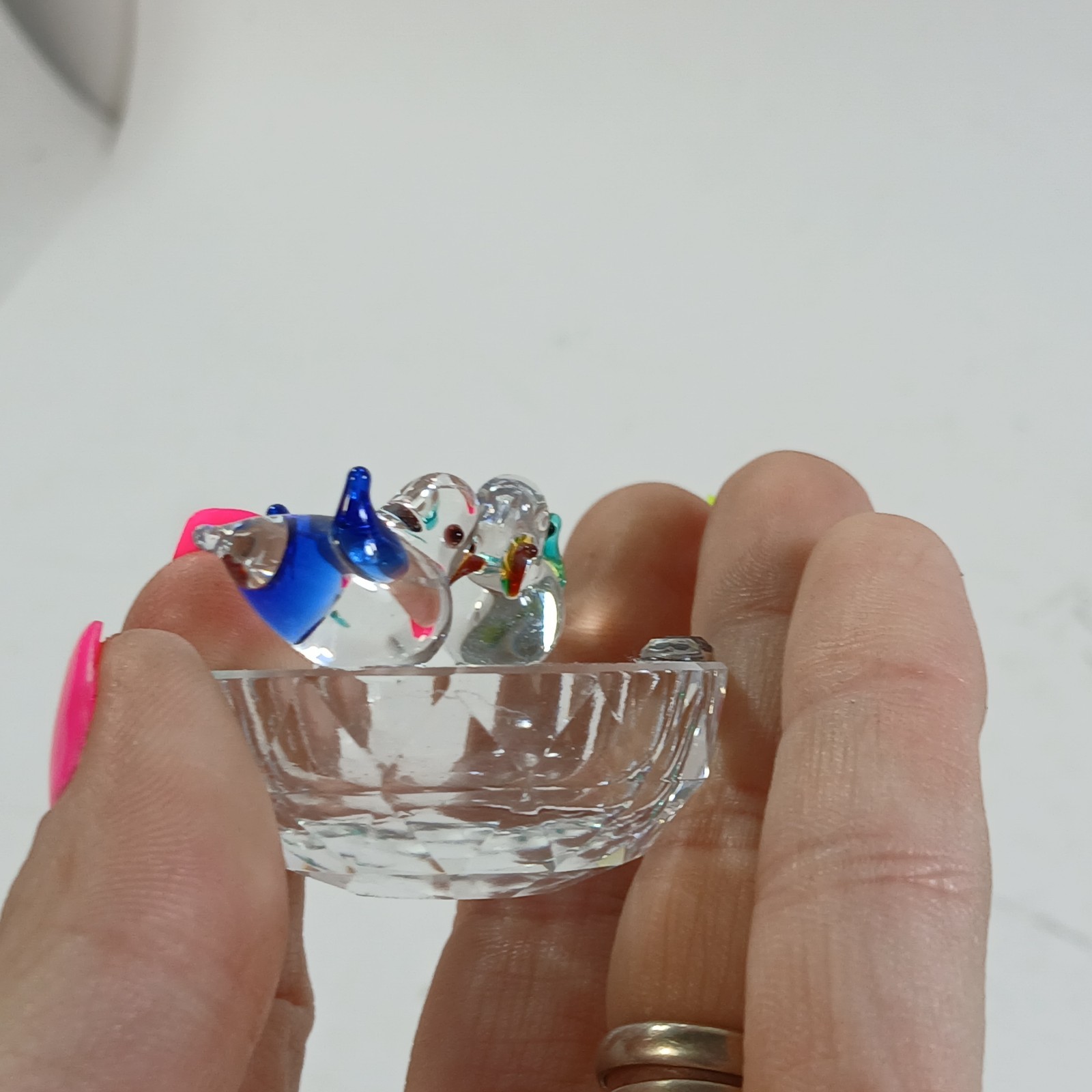 Crystal Bird Bath Bowl Birds Figurine Bowl Sculpture Lampwork
