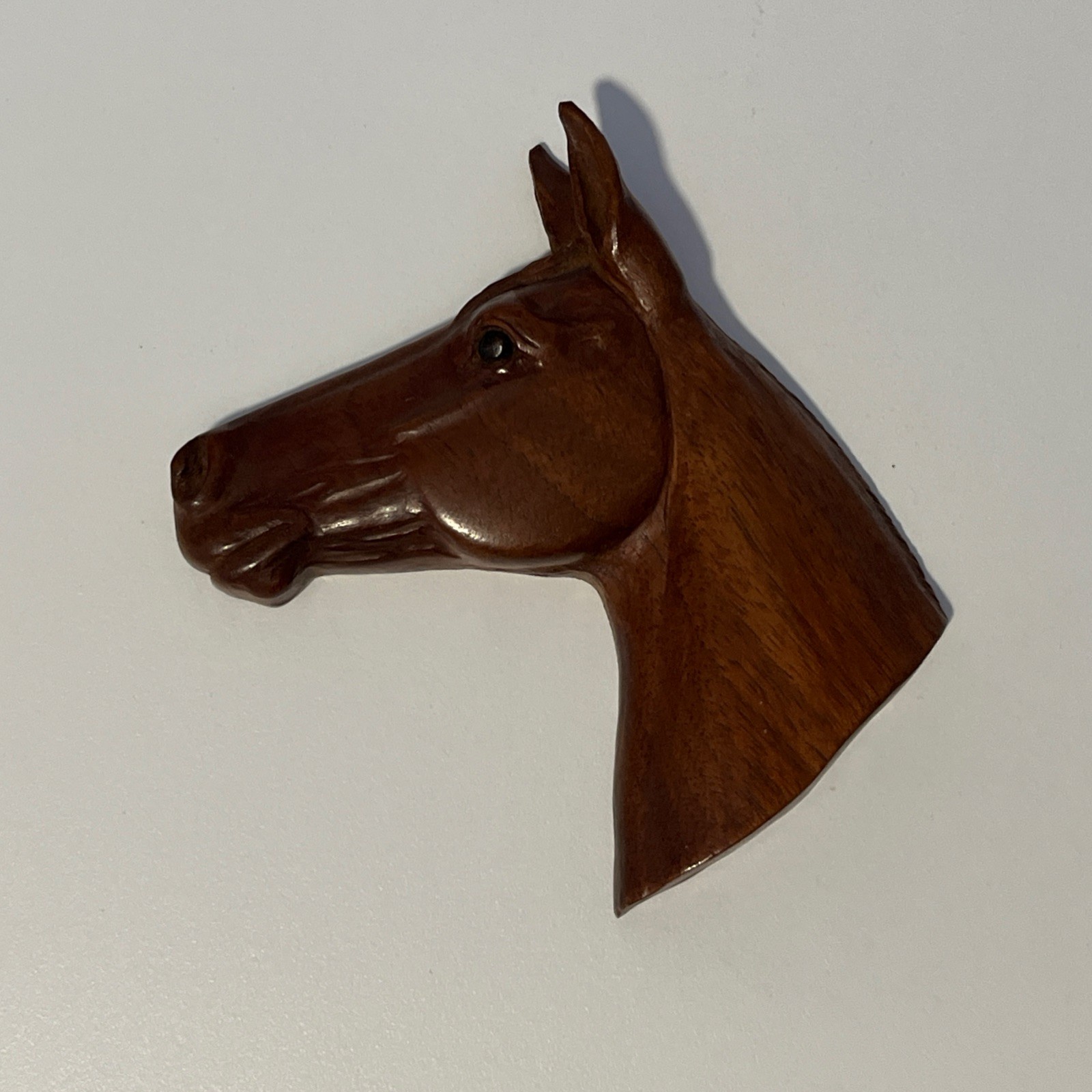 Vintage Small Wood Wall Mount Hanging 3D Brown Horse Head 4.5″W x 4.75″H